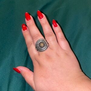 silver compass ring